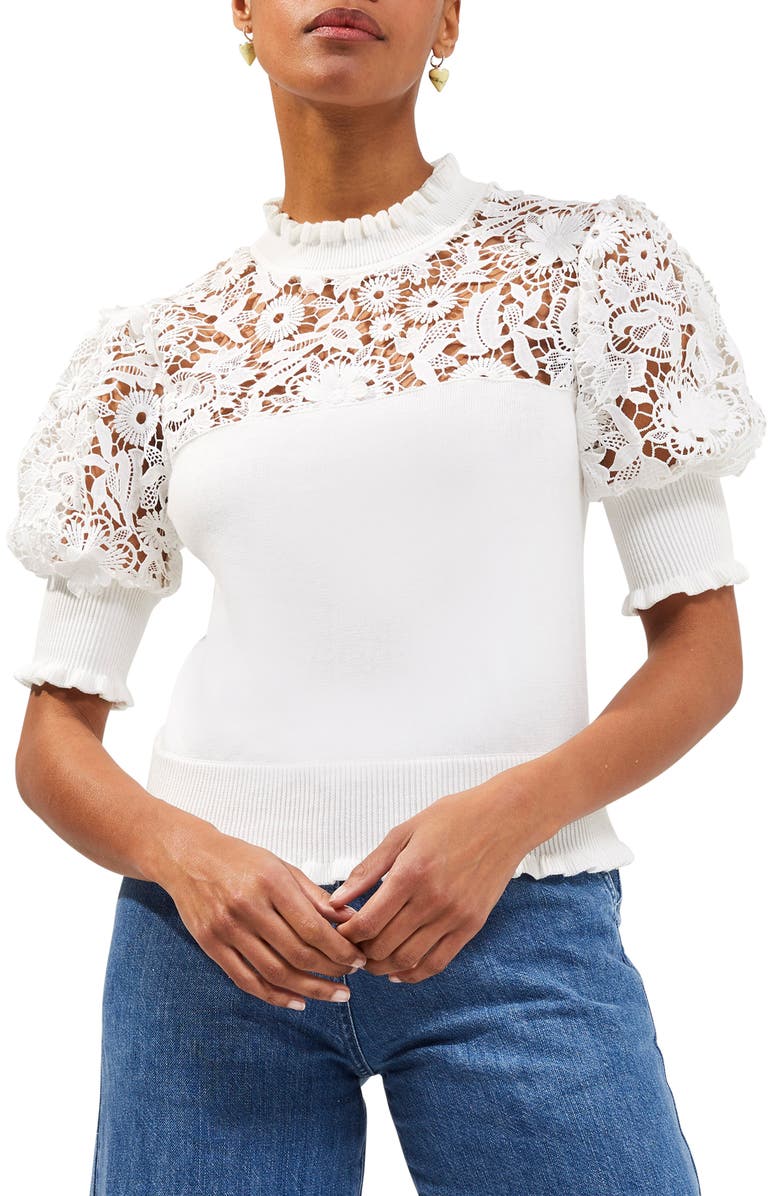 French Connection Leah Lace Mix Sweater, Main, color,