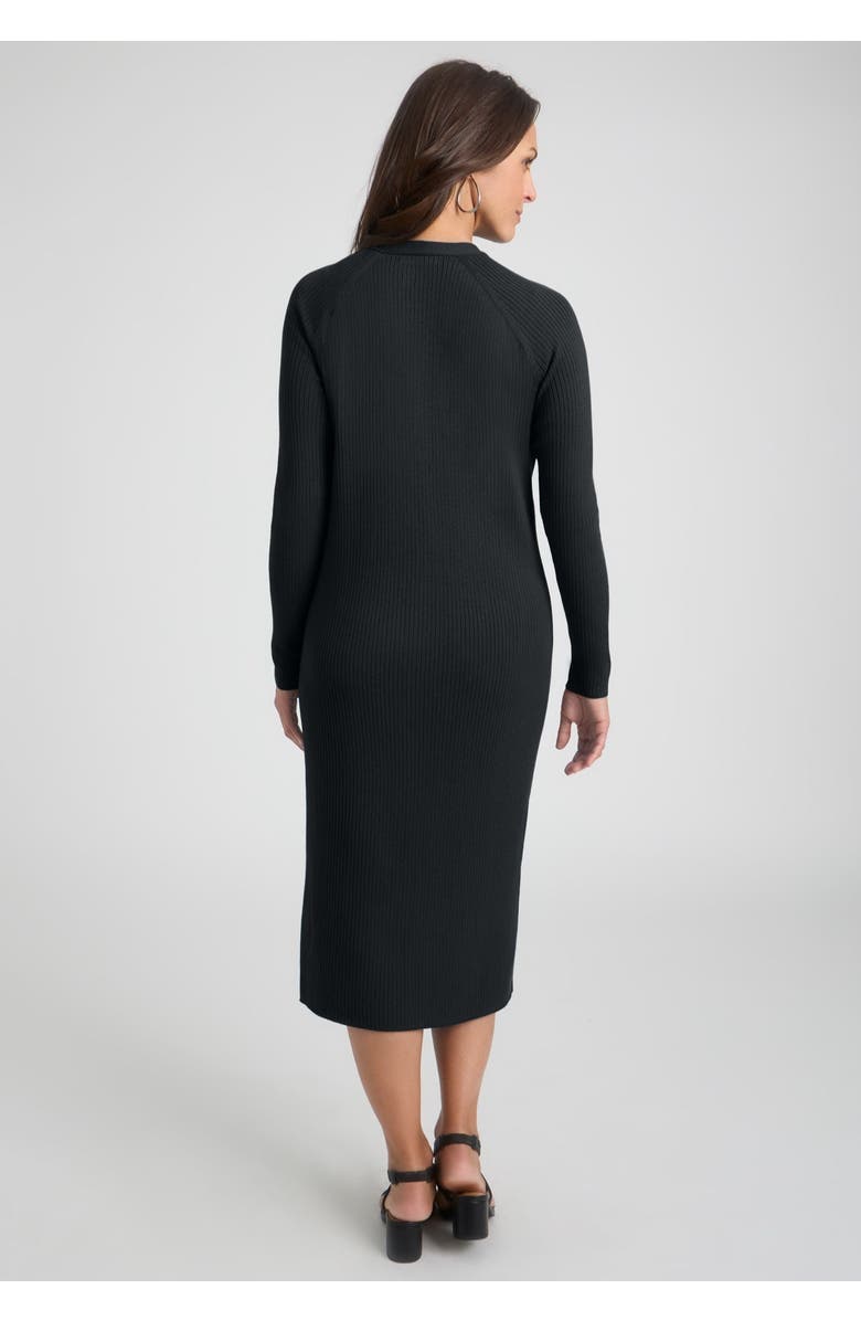 Jessica London Button Front Midi Dress, Alternate, color, Black