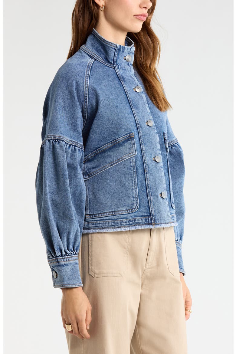 Blouse Sleeve Denim Jacket, Alternate, color, MEDIUM WASH