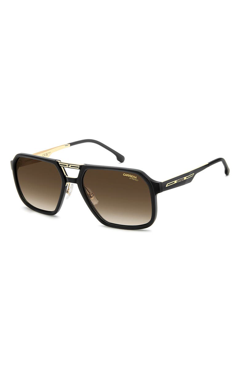 Carrera Eyewear Victory 59mm Gradient Square Sunglasses, Alternate, color, Black/ Gold/ Brown/ Green