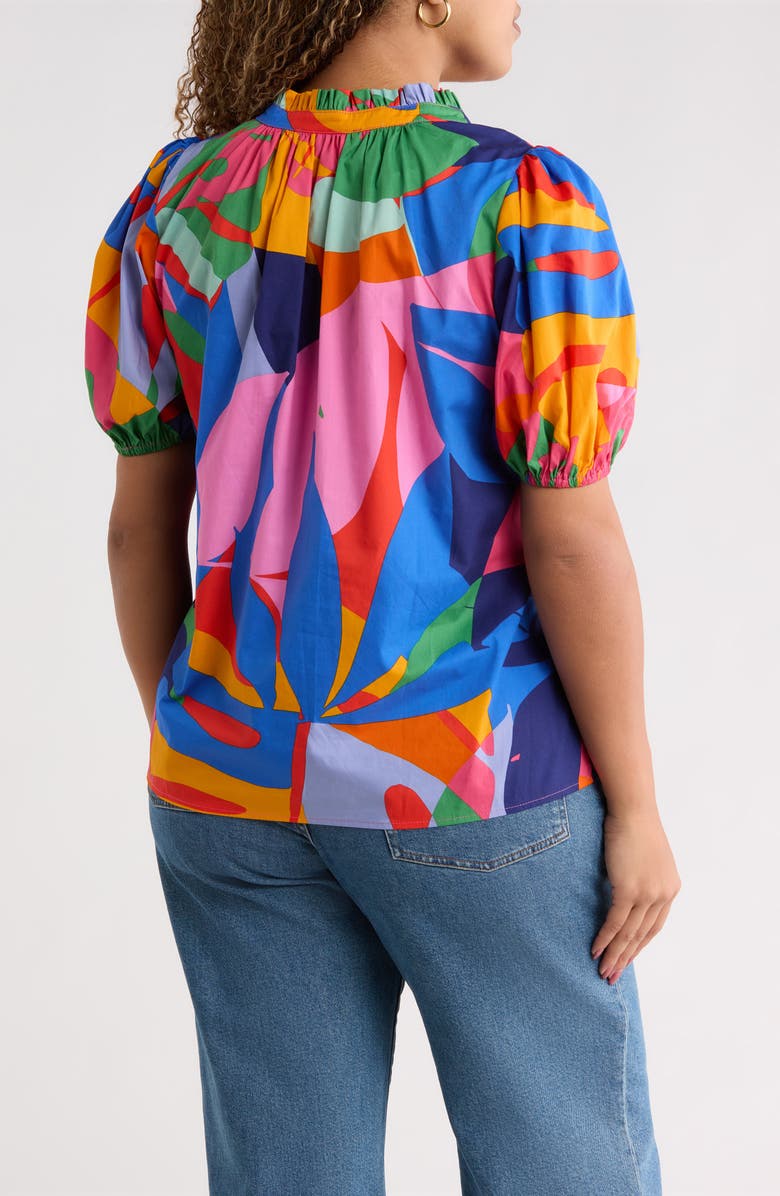SUGARLIPS Josy Chroma Abstract Puff Sleeve Top, Alternate, color, Red-Blue-Multi