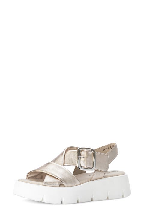 Crossover Slingback Wedge Sandal (Women)