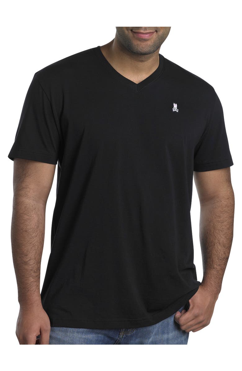 Psycho Bunny Logo V-Neck T-Shirt, Alternate, color, Black