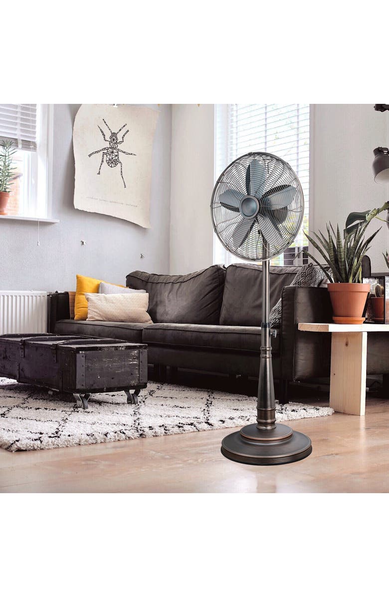 Optimus 16 Inch Retro Oscillating Stand Fan with Oil Rubbed Bronze Finish, Alternate, color, Bronze