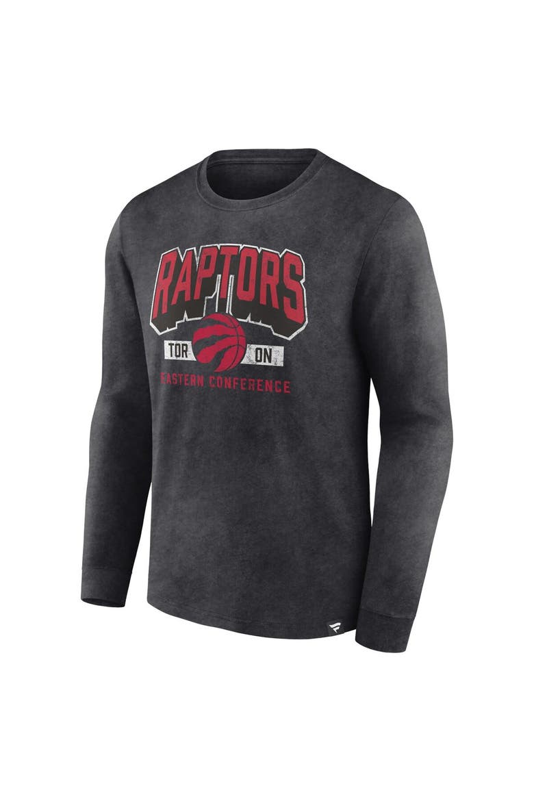 Men's Fanatics Branded Heather Charcoal Toronto Raptors Front Court Press Snow Wash Long Sleeve T-Shirt, Alternate, color, Heather Charcoal