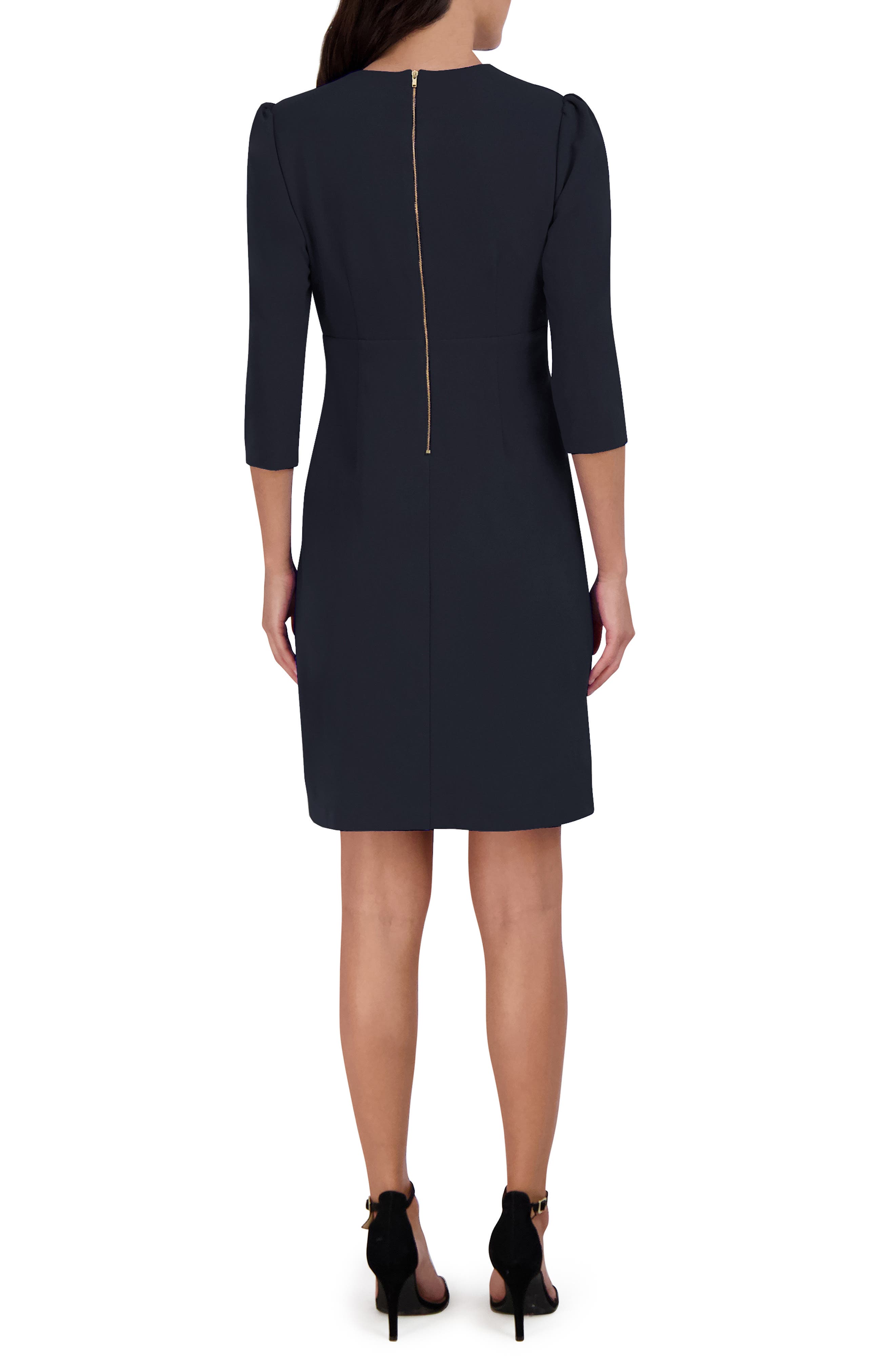 Cascade Ruffle Crepe Sheath Dress - image 2