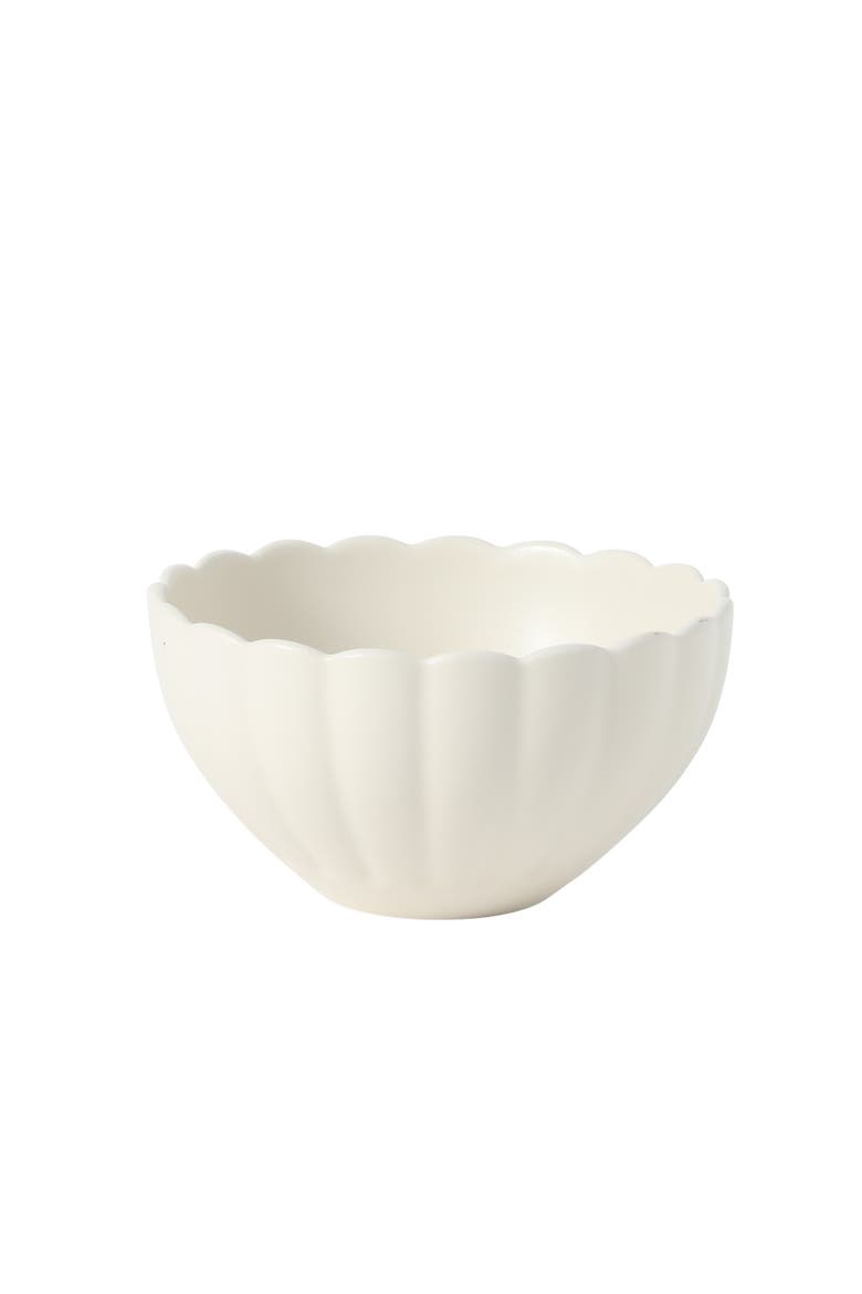 Bistro Fleur 12-Piece Scalloped Stoneware Dinnerware Set for 4, Alternate, color, Matte Cream