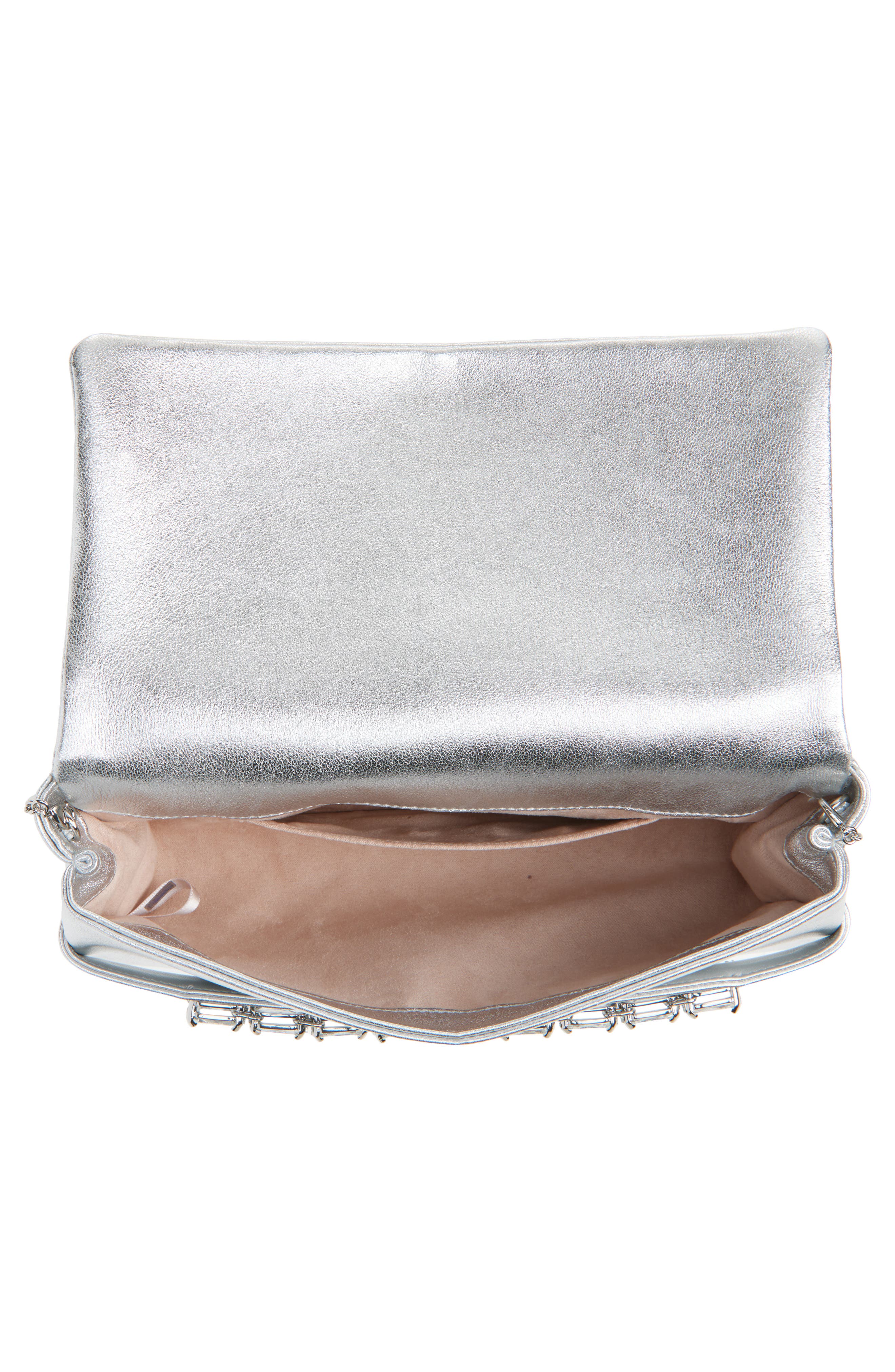 Jimmy Choo Kya Crystal Embellished Metallic Leather Clutch, Alternate, color, 