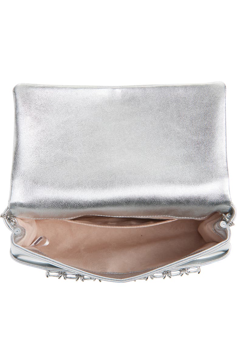 Jimmy Choo Kya Crystal Embellished Metallic Leather Clutch, Alternate, color,