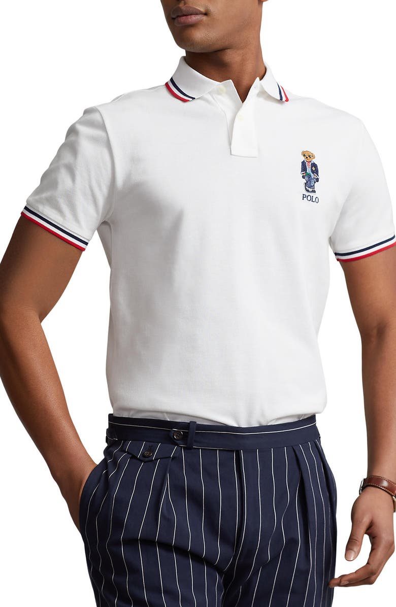 Polo Ralph Lauren Embroidered Polo Bear Tipped Piqué Polo, Main, color, 