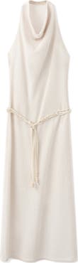 MANGO Halter Knit Dress with Belt