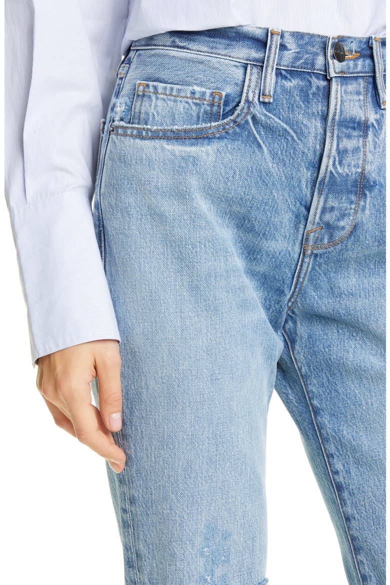 Le Original Ripped High Waist Ankle Boyfriend Jeans, Alternate, color, CASCADE BLUE RIPS