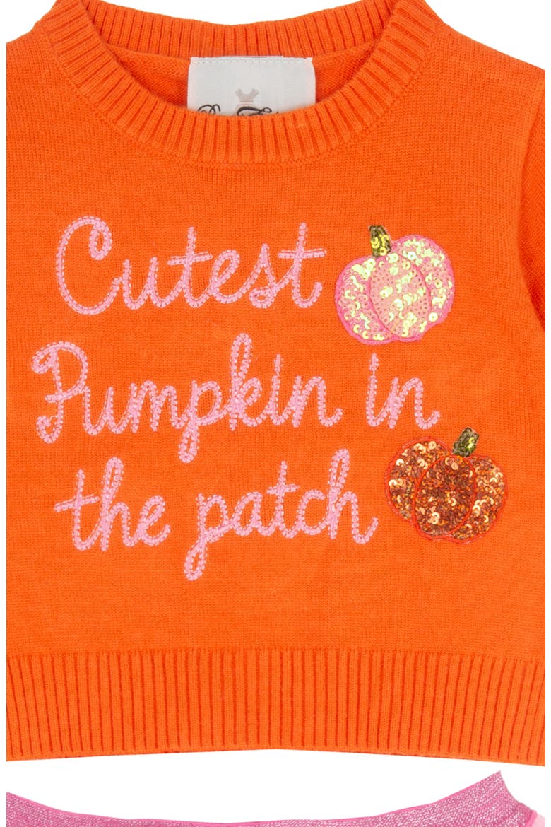 Kids' Cutest Pumpkin Sweater & Tutu Skort Set, Alternate, color, ORANGE