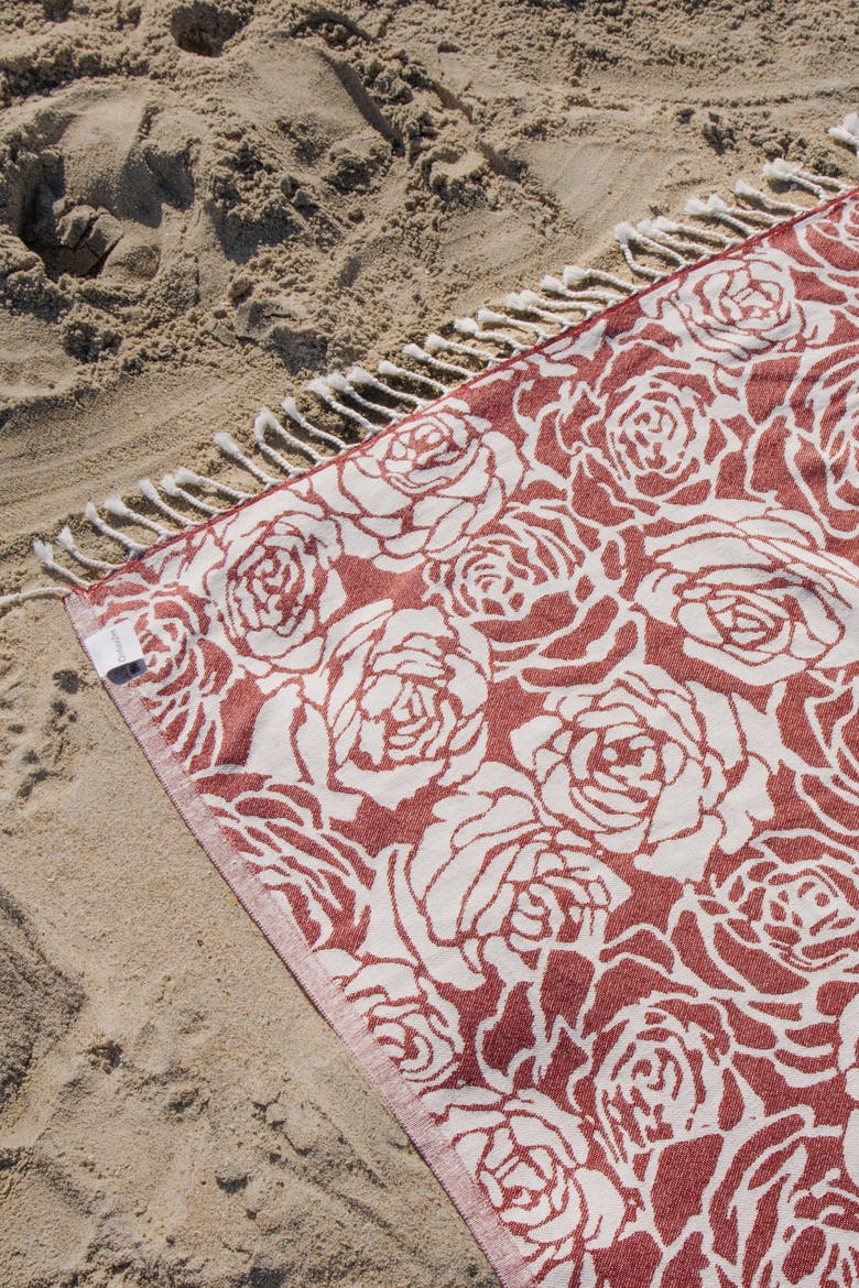 Rose Sand Resistant Organic Turkish Towel, Alternate, color, Burgundy