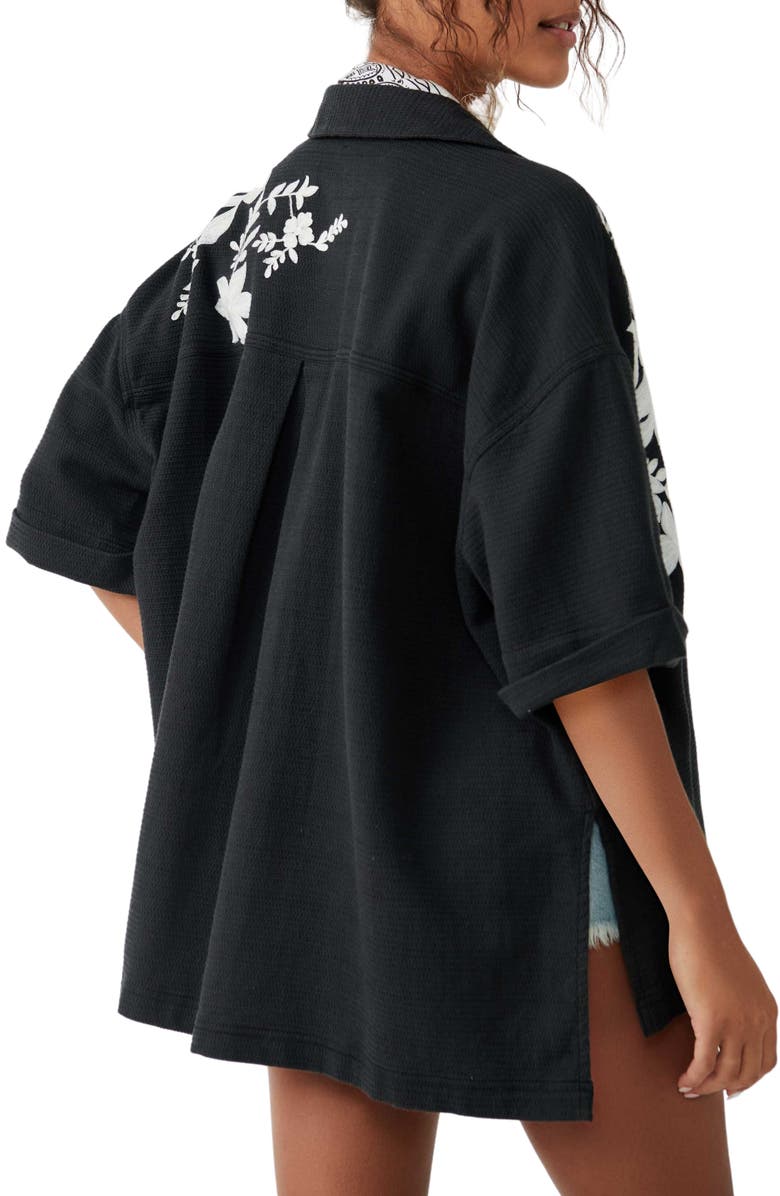Free People Flowers Embroidered Shirt, Alternate, color, 