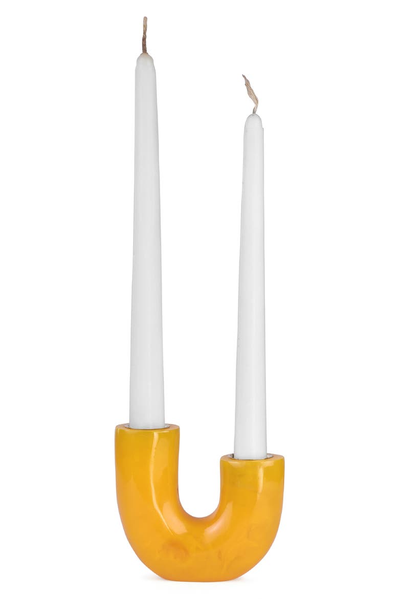 Modern U-Shape Resin Candle Holder, Main, color, MUSTARD