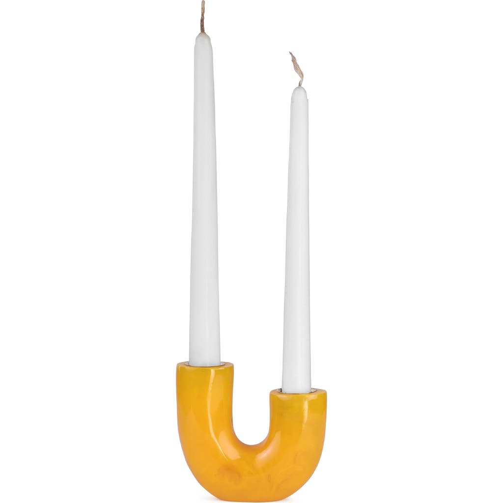 Casa Amarosa Modern U-Shape Resin Candle Holder in Mustard  product