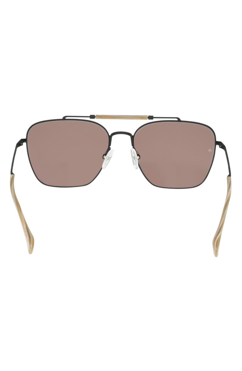 rag & bone 56mm Navigator Sunglasses, Alternate, color, Black / Bone Horn / Brown