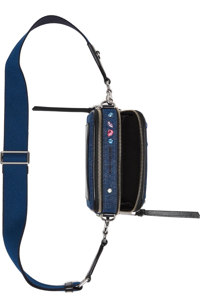 Marc Jacobs The Gem Denim Snapshot Crossbody Bag, Alternate, color, Indigo