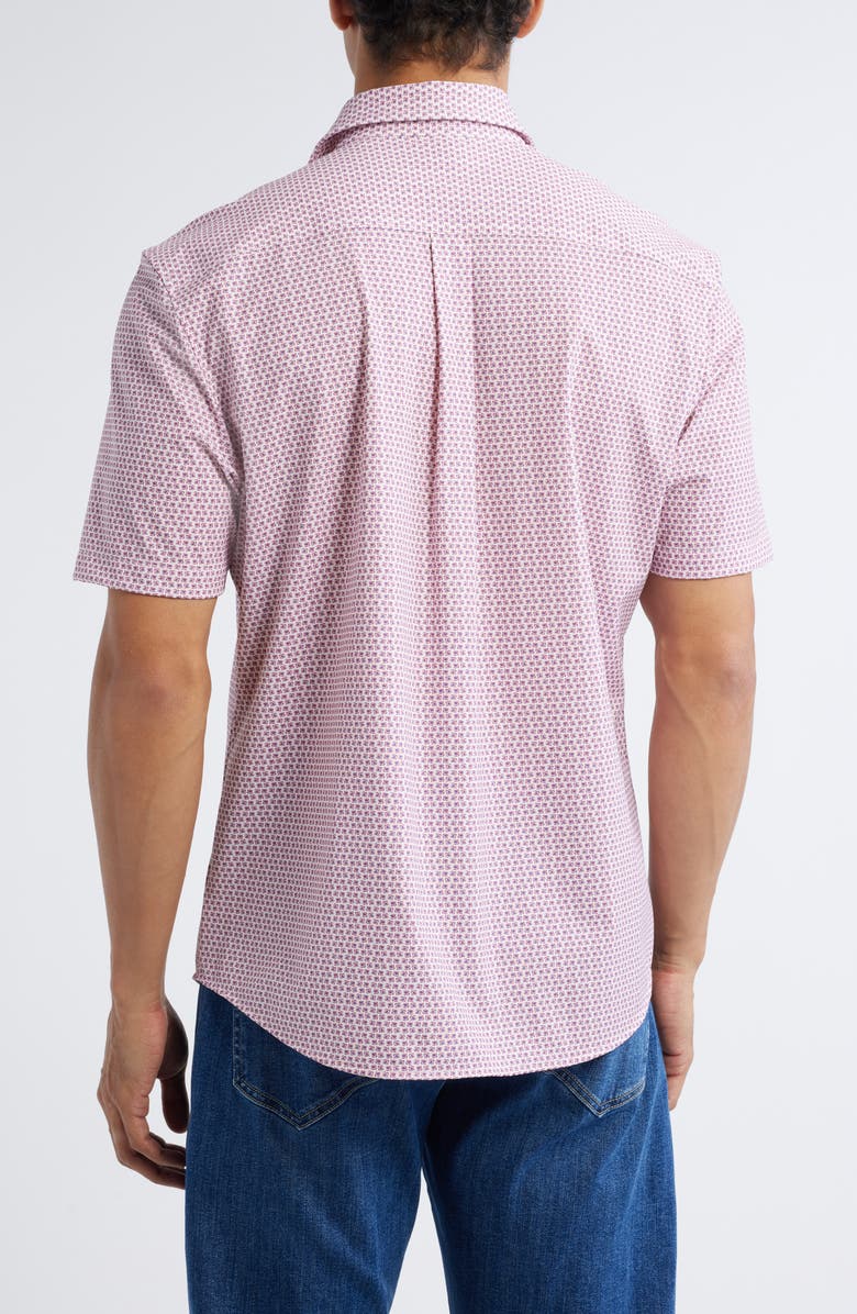 johnnie-O Caspian Hangin' Out Abstract Floral Short Sleeve Knit Button-Up Shirt, Alternate, color, 