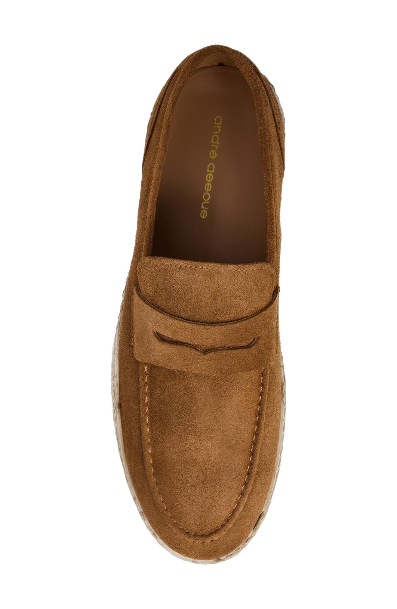 Mateo Leather Penny Loafer Espadrille, Alternate, color, COGNAC SUEDE