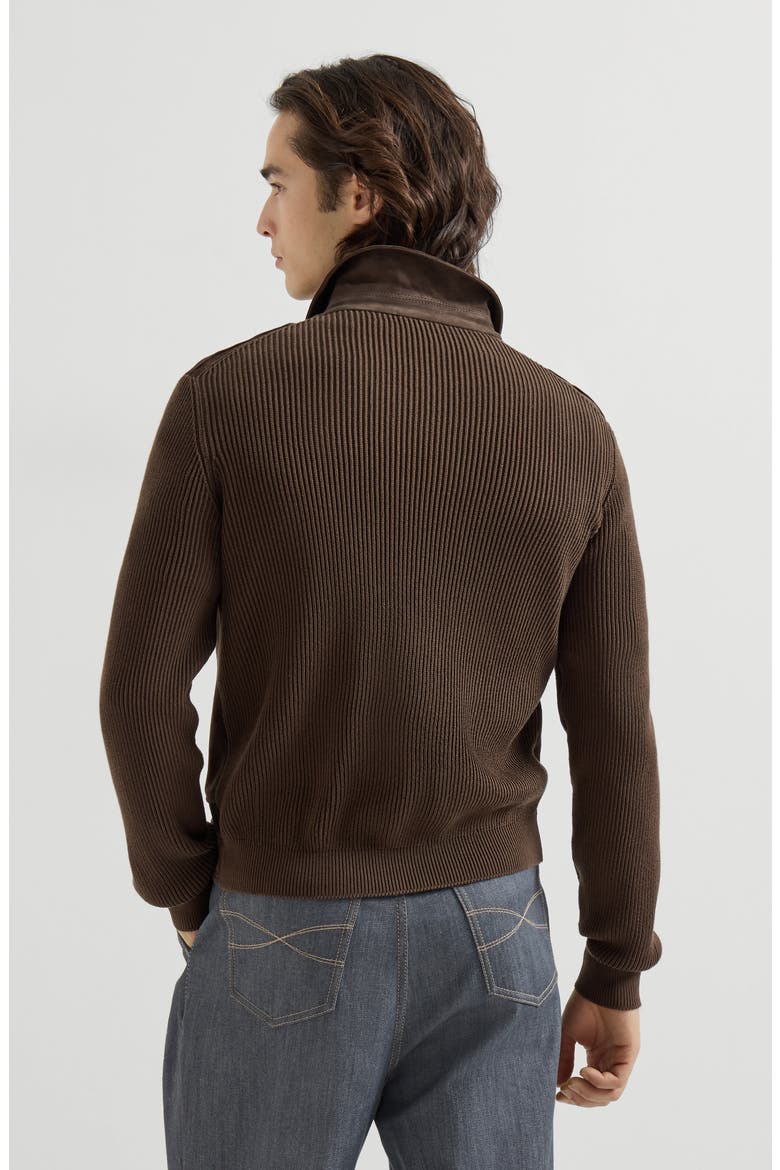 Suede and knit outerwear jacket, Alternate, color, Espresso