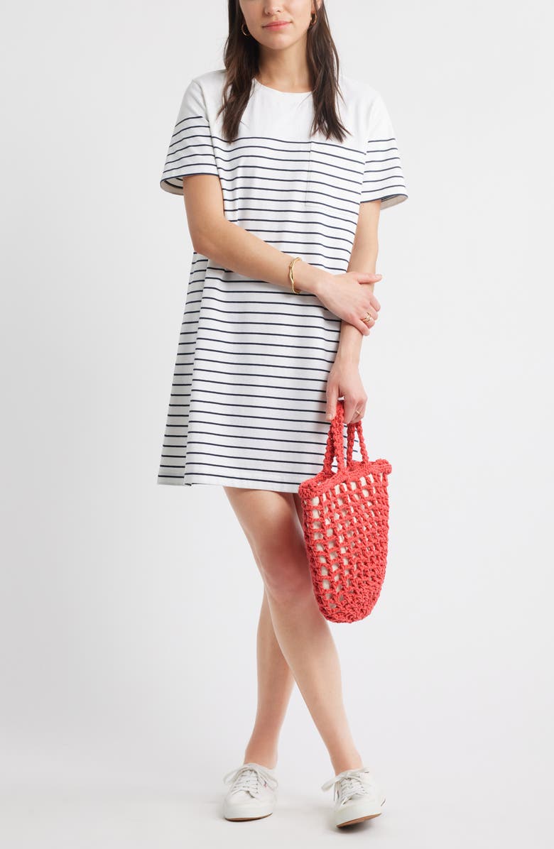 Caslon<sup>®</sup> Patch Pocket Stripe T-Shirt Dress, Alternate, color,