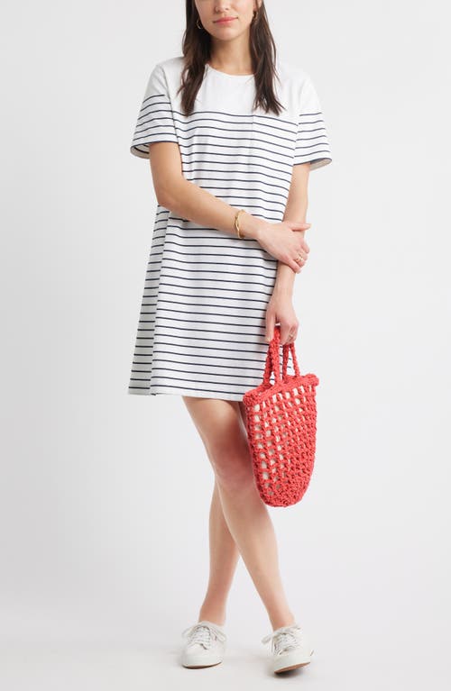 Shop Caslonr Caslon(r) Patch Pocket Stripe T-shirt Dress In White- Navy Blazer Lucy