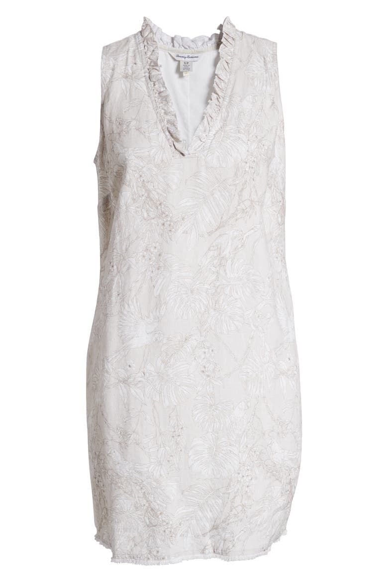 Totally Toile Linen Shift Dress, Alternate, color, KHAKI SAND