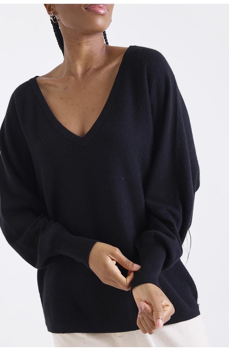 1982 Paros V-Neck 100% Cashmere Sweater, Alternate, color, Black