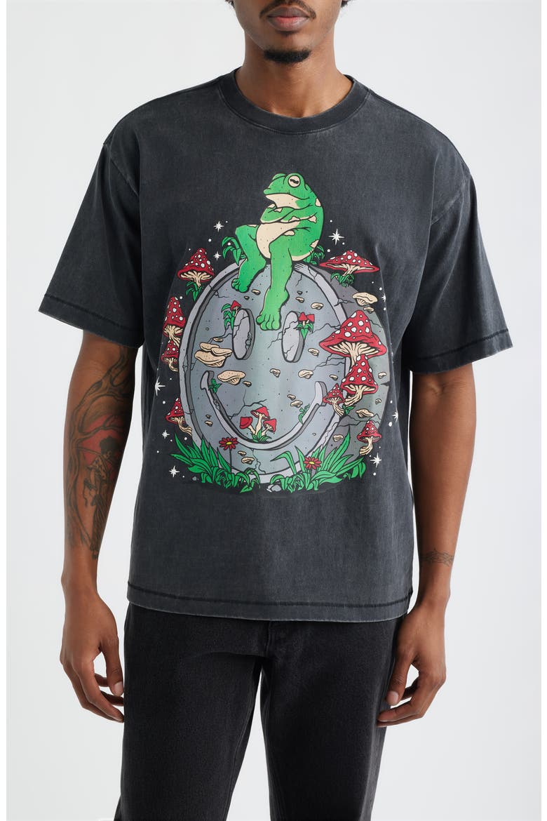 Smiley On the Slab Graphic Cotton T-Shirt, Main, color, BLACK