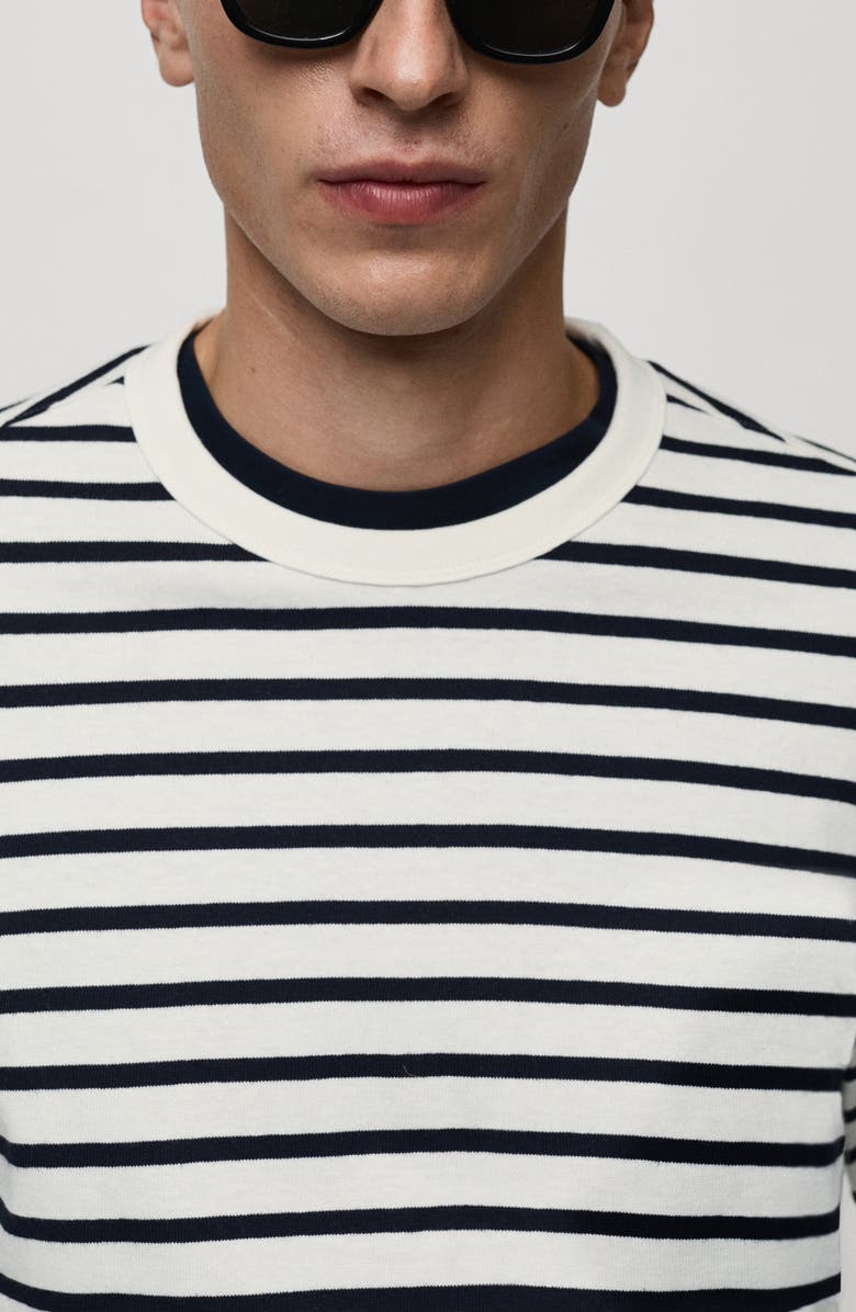 MANGO Regular Fit Stripe Long Sleeve Cotton T-Shirt, Alternate, color, 