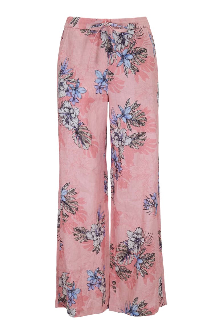 Womens Lillian Wide Leg Linen Pant, Alternate, color, EXOTIC FLORAL CORAL