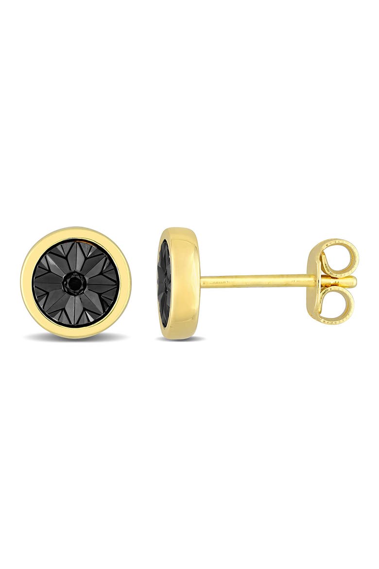Men's Two-Tone Sterling Silver Black Diamond Round Stud Earrings - 0.03 ctw., Main, color, BLACK