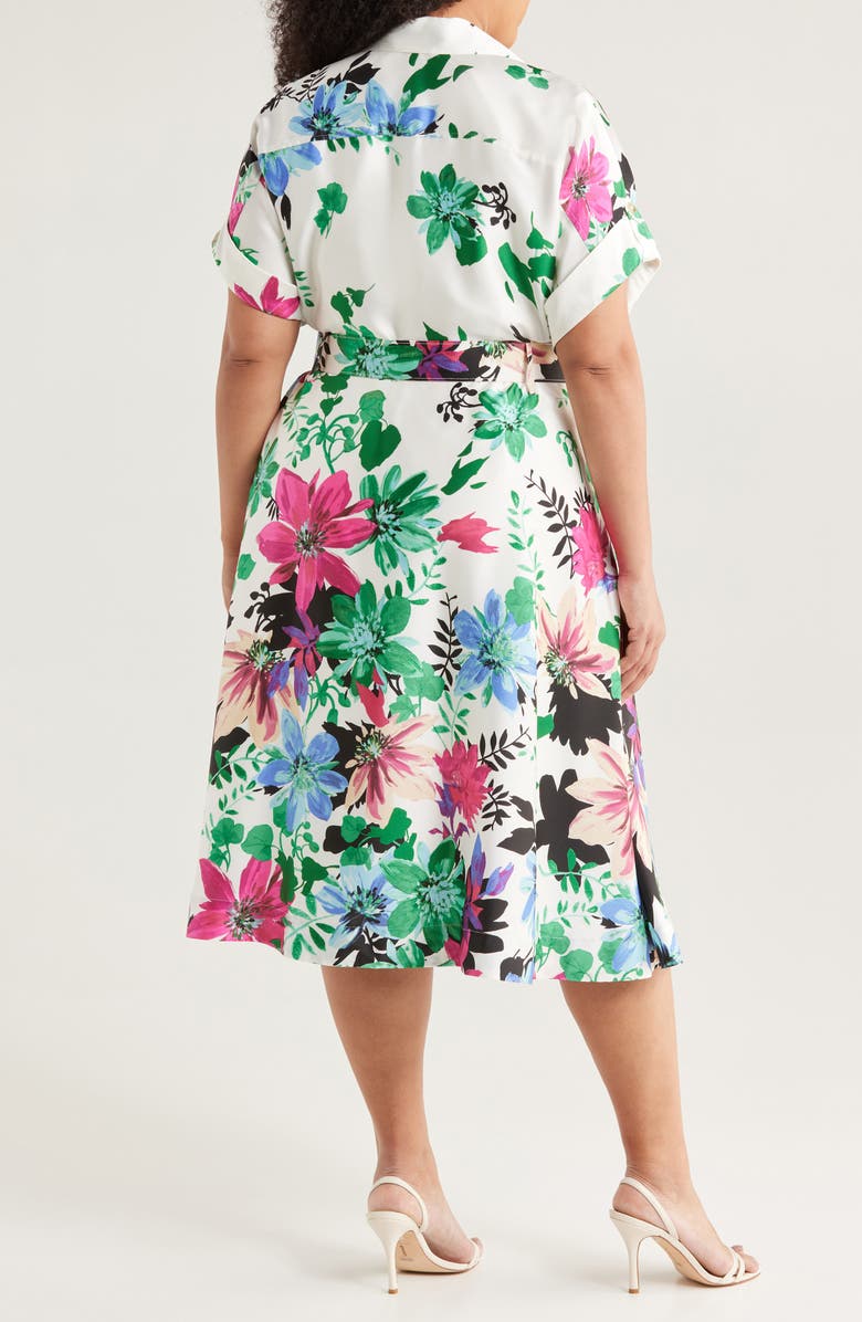 Tahari ASL Floral Midi Shirtdress, Alternate, color, Ivory Multi