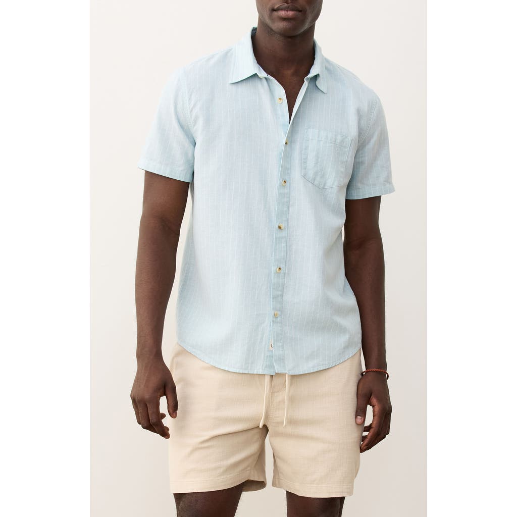 Marine Layer Better-than-linen Short Sleeve Hemp Blend Button-up Shirt In Blue