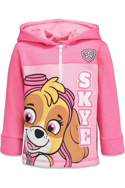 Paw Patrol Skye Girls' Fleece Quarter-Zip Hooded Sweatshirt
