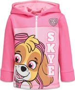 Nickelodeon Paw Patrol Skye Girls' Fleece Quarter-Zip Hooded Sweatshirt