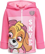 Nickelodeon Paw Patrol Skye Girls' Fleece Quarter-Zip Hooded Sweatshirt