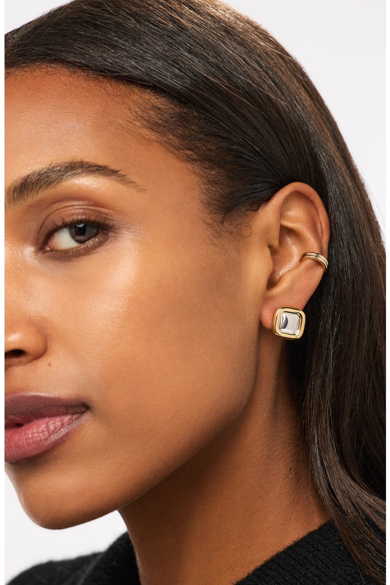 Clara Two-Tone Stud Earrings, Alternate, color, GOLD / SILVER