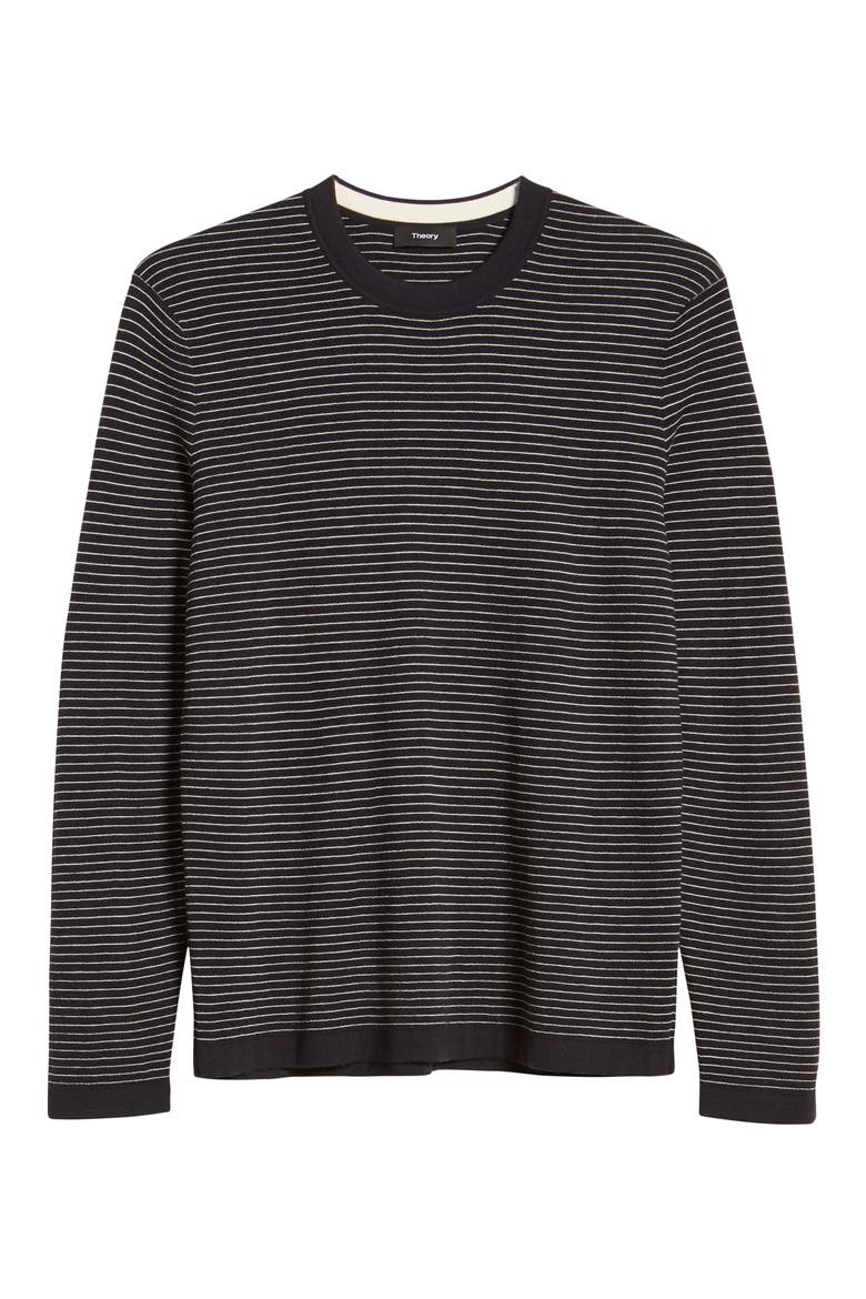 Ollis Stripe Crewneck Wool Sweater, Alternate, color, ECLIPSE/ WHITE