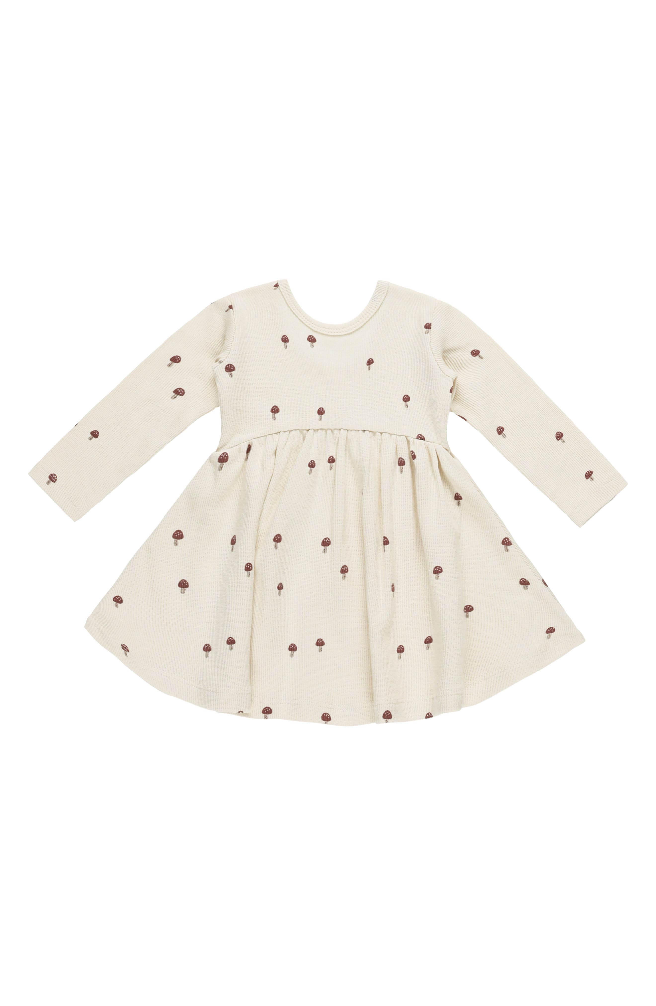 QUINCY MAE Ribbed Long Sleeve Mushroom Print Dress