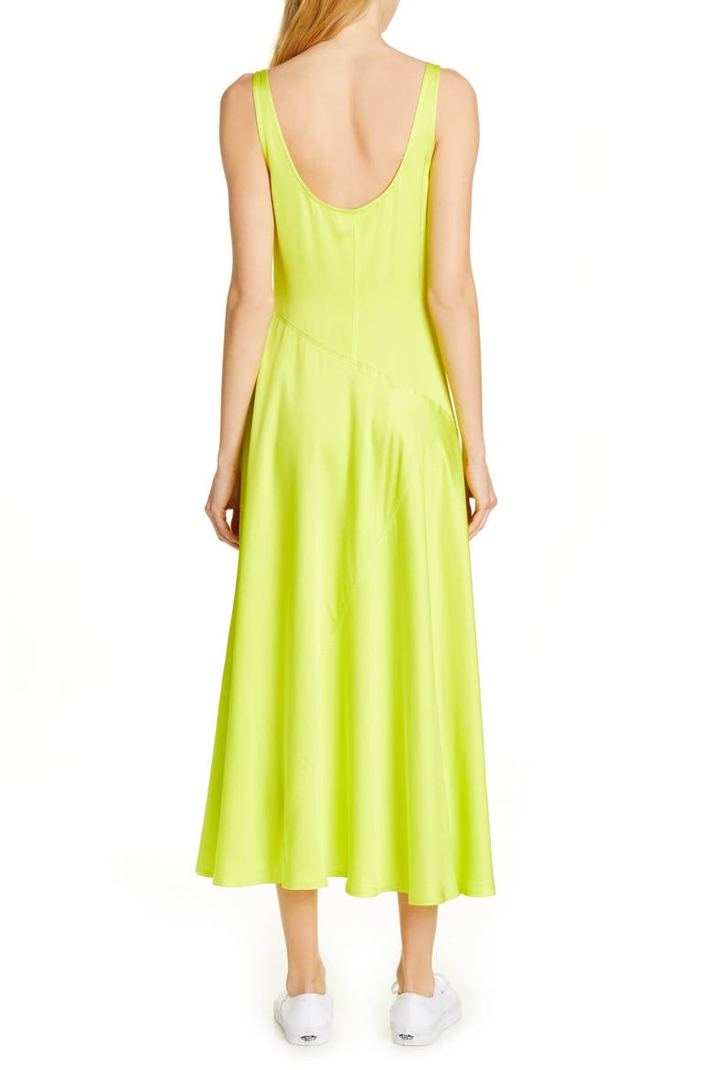 Sleeveless Satin Maxi Dress, Alternate, color, NEON YELLOW