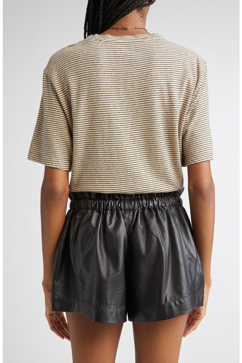 Zewel Stripe Oversize Cotton & Linen T-Shirt, Alternate, color, BLACK/ BEIGE