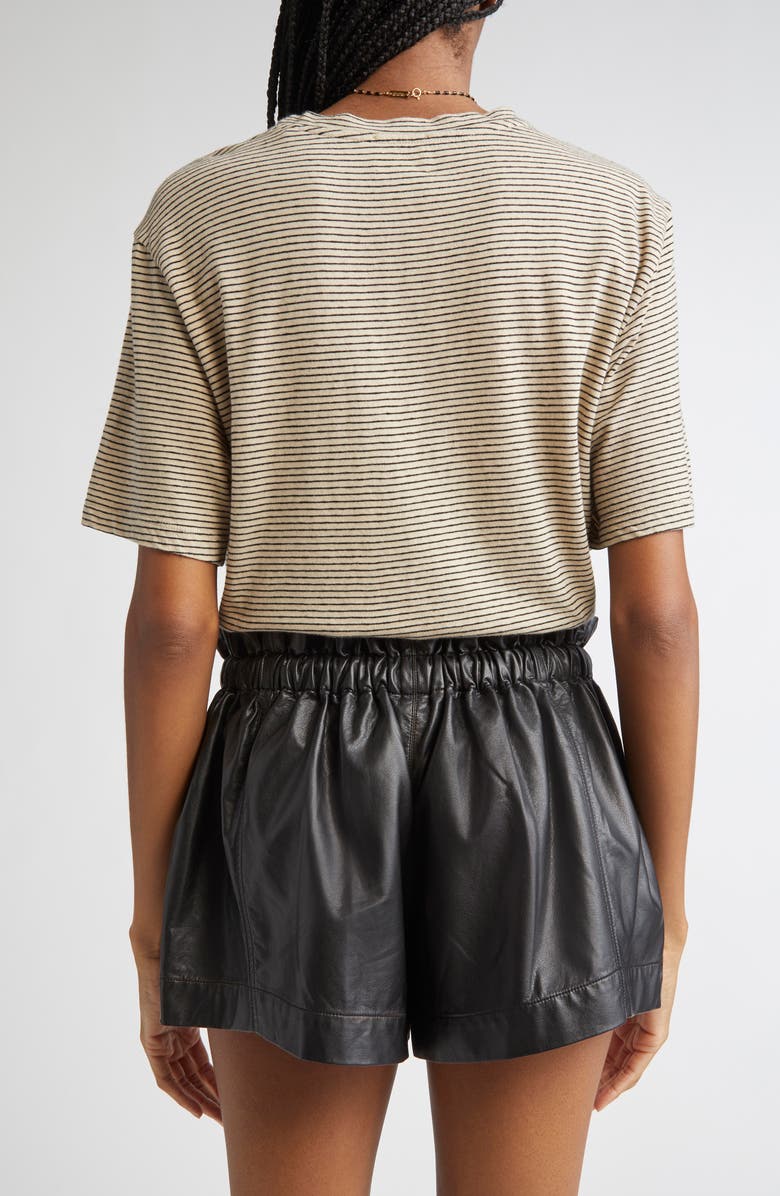 Isabel Marant Étoile Zewel Stripe Oversize Cotton & Linen T-Shirt, Alternate, color, Black/ Beige