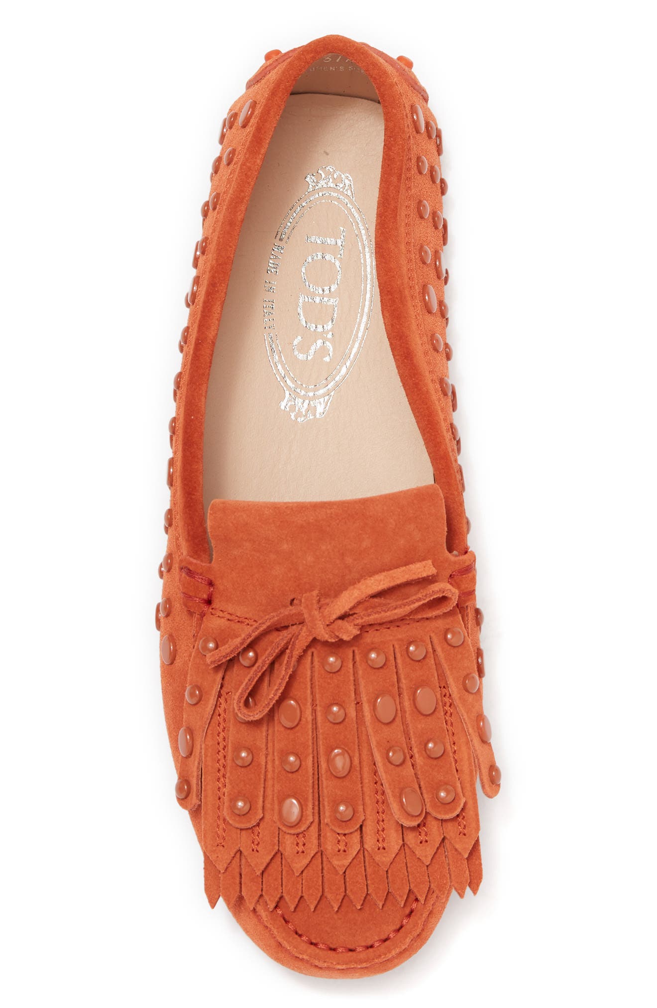 Tod's Kiltie Suede Studded Loafer Driver, Alternate, color, 