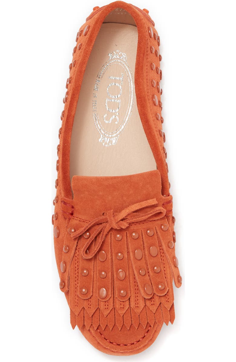 Tod's Kiltie Suede Studded Loafer Driver, Alternate, color,