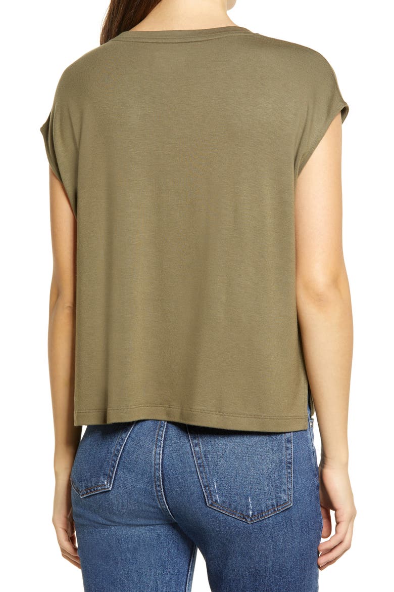 Signaturesoft Split Neck Top, Alternate, color, SAGED MOSS