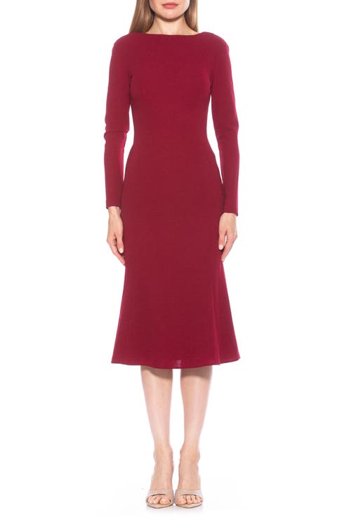 Ximena Boat Neck Long Sleeve Midi Dress