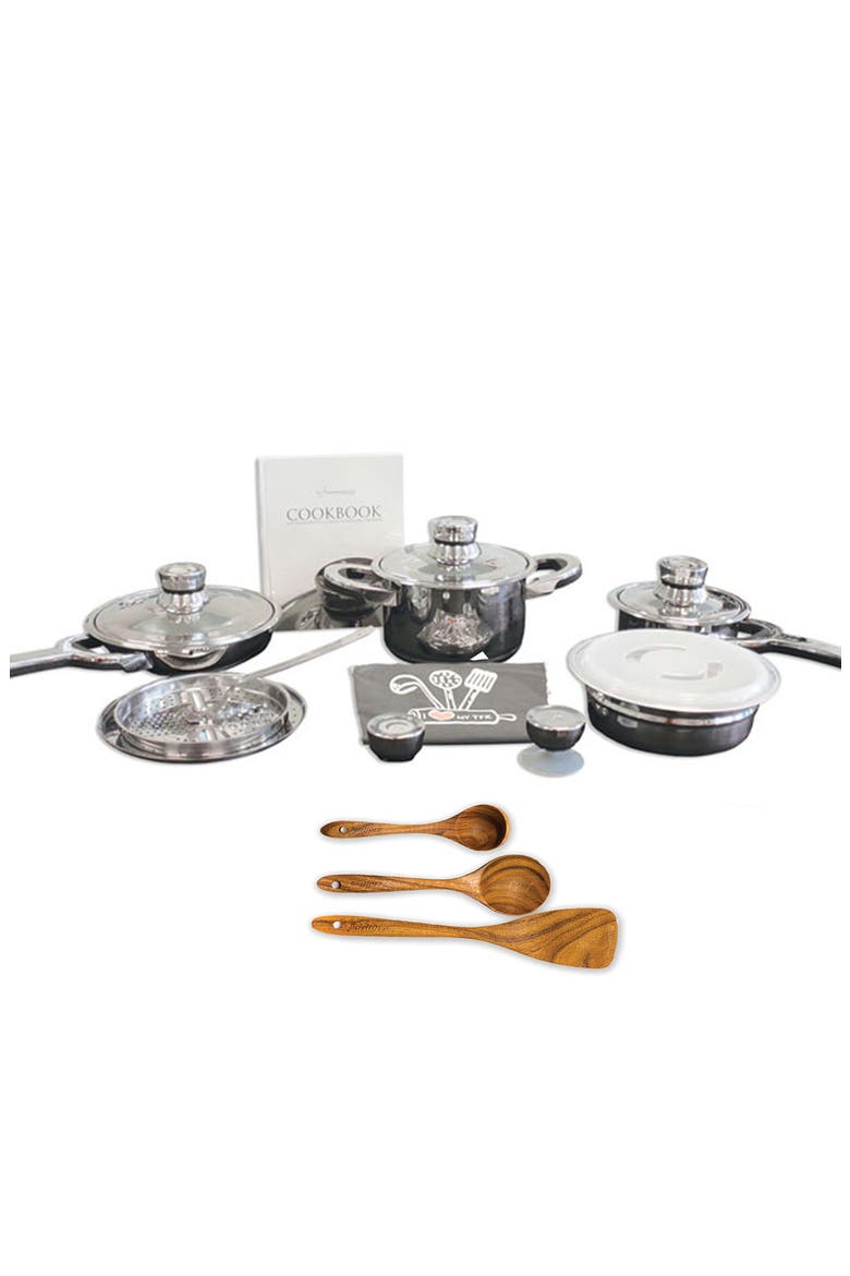 TFK 15-Piece Stainless Steel Cookware Set, Main, color, SILVER